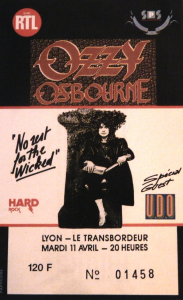 Ozzy Osbourne @ Le Transbordeur - Villeurbanne, France [11/04/1989]