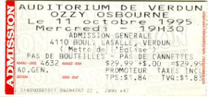 Ozzy Osbourne @ Auditorium de Verdun - Montréal, Québec, Canada [11/10/1995]