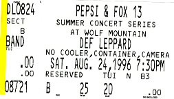 Def Leppard @ Wolf Mountain Amphitheatre - Park City, Utah, Etats-Unis [24/08/1996]