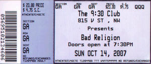 Bad Religion @ The 9:30 Club - Washington, D.C., Etats-Unis [14/10/2007]