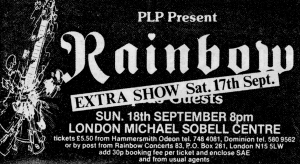 Rainbow @ Michael Sobell Sports Centre - Londres, Angleterre [18/09/1983]