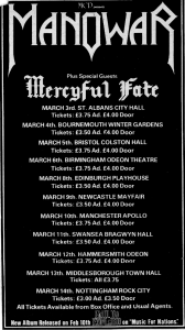 Manowar @ Apollo Theatre - Manchester, North West England, Angleterre [10/03/1984]